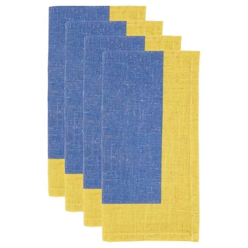 Blue and Yellow Colorblock Napkins, Set of 4