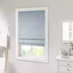 Blue Basketweave Cordless Roman Shade, 35 in.