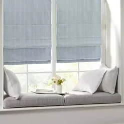 Blue Basketweave Cordless Roman Shade, 35 in.