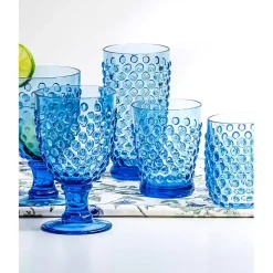 Blue Beaded Acrylic Tumbler Glasses, Set of 6