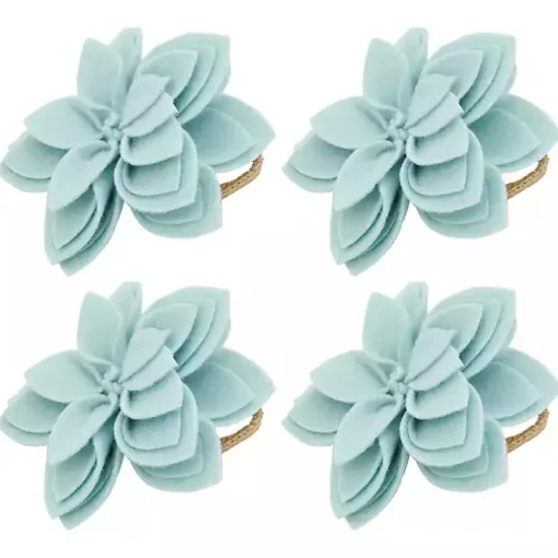 Blue Blossom Napkin Rings, Set of 4