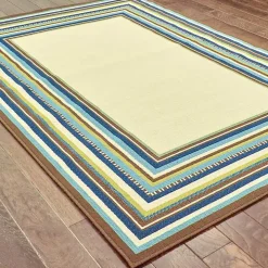 Blue Bordered Capetown Area Rug, 5x7
