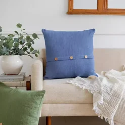 Blue Buttoned Throw Pillow