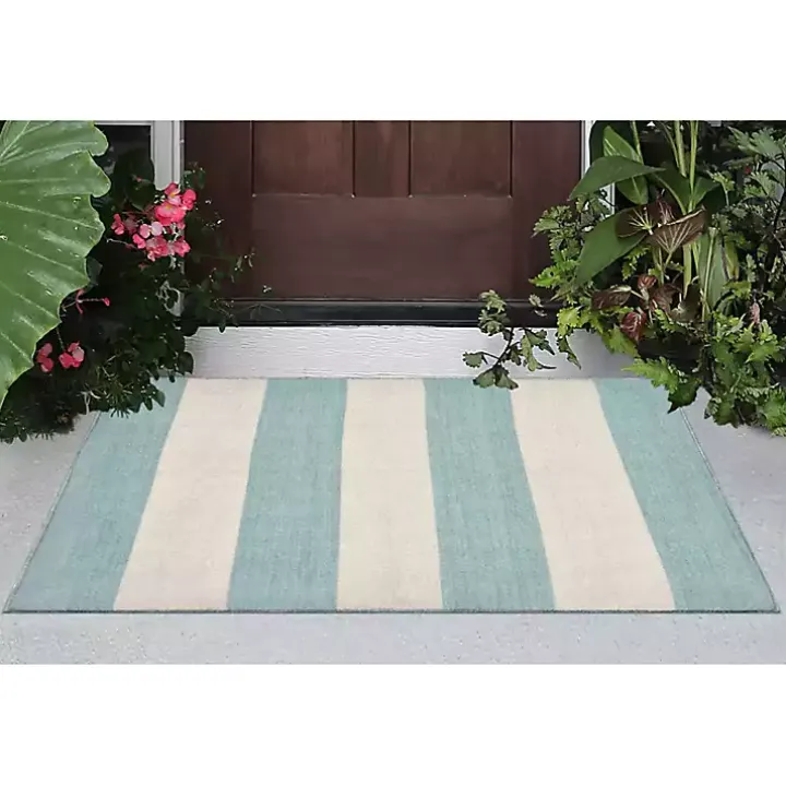 Blue Cabana Stripe Indoor/Outdoor Scatter Rug