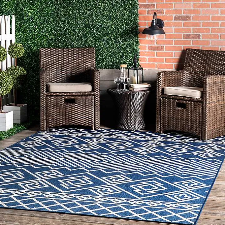 Blue Cassie Global Outdoor Area Rug, 5x8