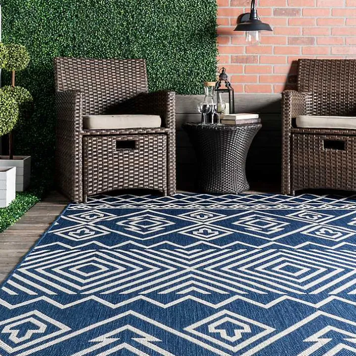 Blue Cassie Global Outdoor Area Rug, 5x8