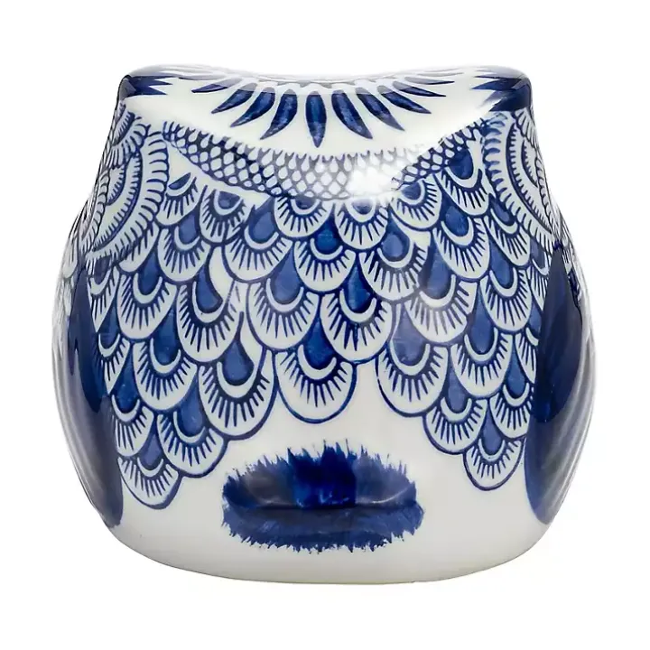 Blue Chinoiserie Owl Figurine