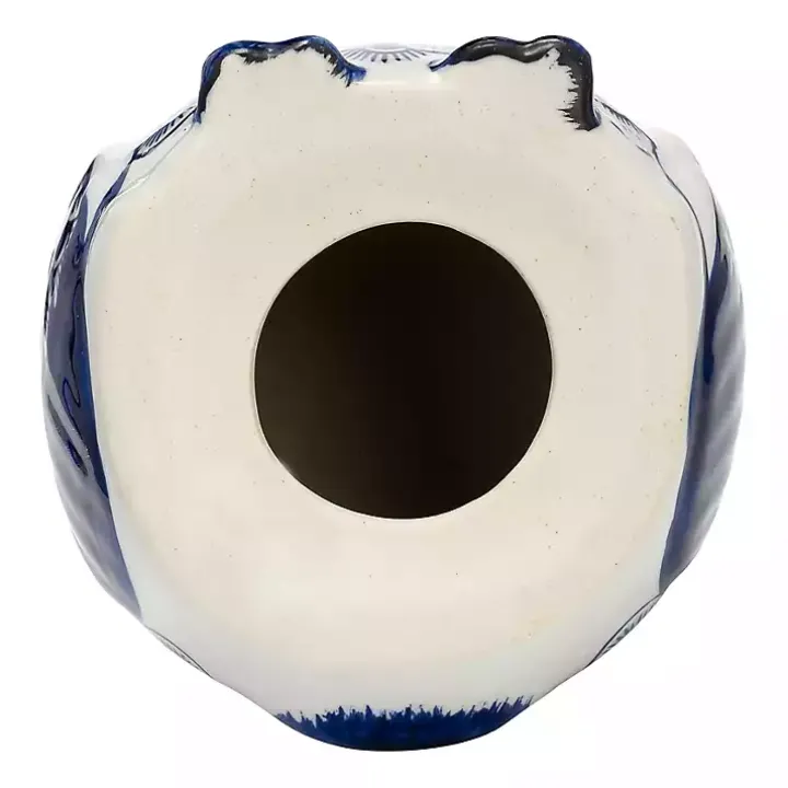 Blue Chinoiserie Owl Figurine