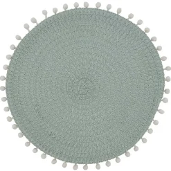Blue Circular Pom Pom Placemats, Set of 4