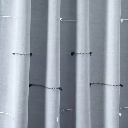 Blue Clipped Stripe Curtain Panel Set, 84 in.