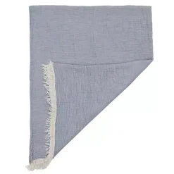 Blue Crinkled Cotton Fringe Throw