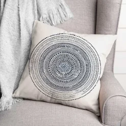 Blue Dash Circle Pattern Outdoor Pillow
