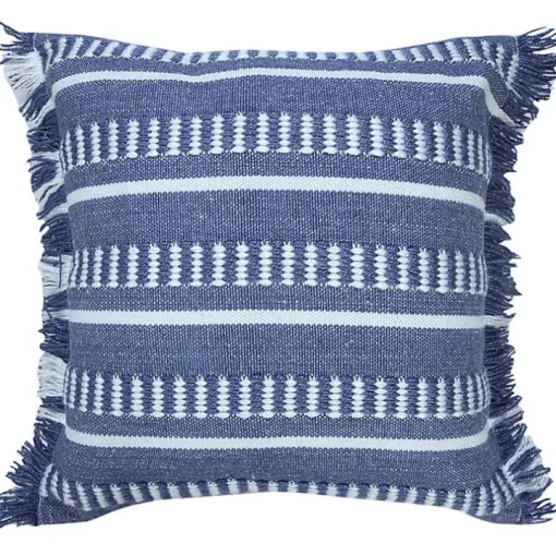 Blue Dash Stripe Indoor/Outdoor Pillow