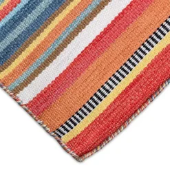 Blue Dhurri Stripe Indoor/Outdoor Area Rug, 7x9
