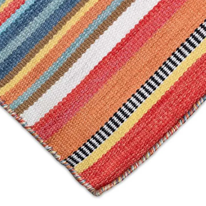 Blue Dhurri Stripe Indoor/Outdoor Area Rug, 7x9