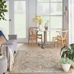 Blue Distressed Multi Medallion Area Rug, 5x7