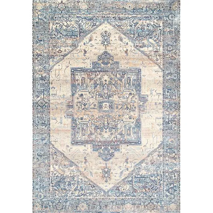 Blue Eli Medallion Fringe Area Rug, 4x6