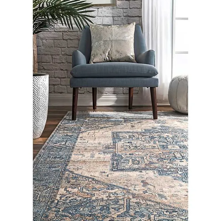 Blue Eli Medallion Fringe Area Rug, 4x6