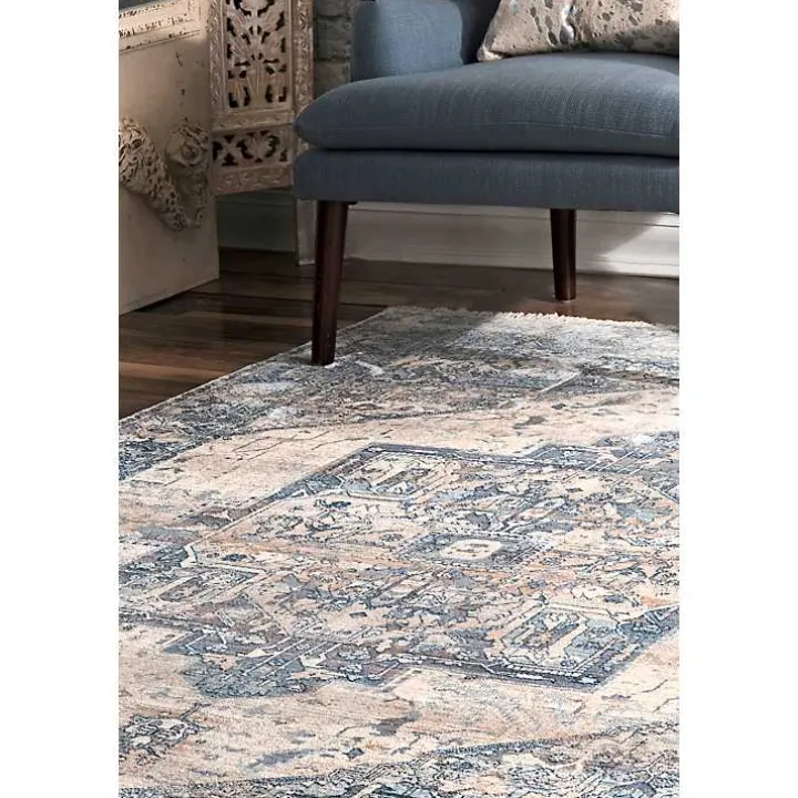 Blue Eli Medallion Fringe Area Rug, 4x6
