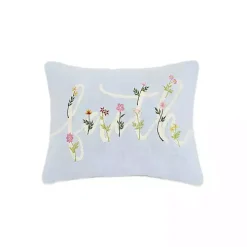 Blue Faith Floral Embroidered Lumbar Pillow
