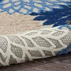 Blue Floral Burst Outdoor Area Rug, 6x9