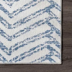 Blue Geometric Pattern Washable Area Rug, 5x8