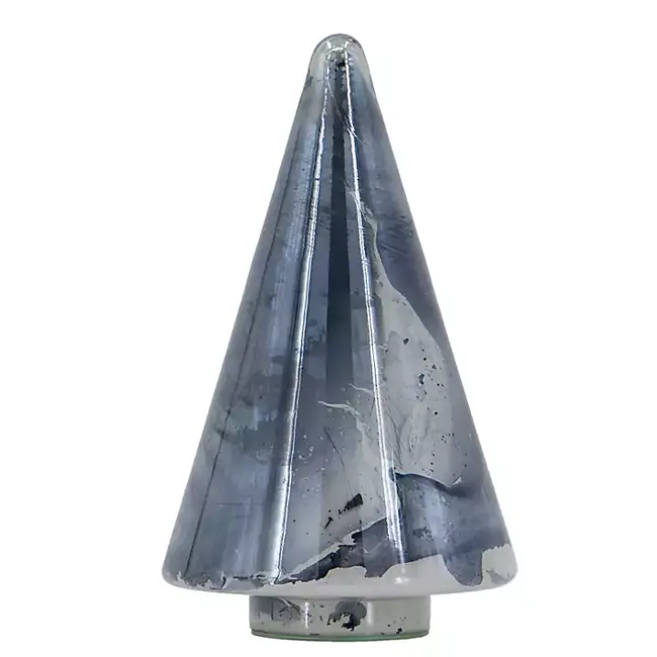 Blue Glass Cone Shaped Christmas Tree, 10 in.