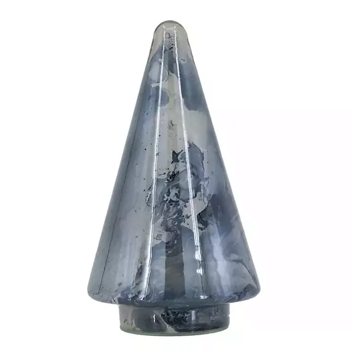 Blue Glass Cone Shaped Christmas Tree, 11.5 in.