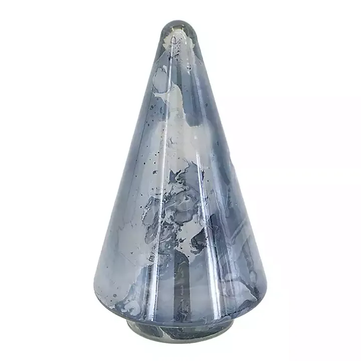 Blue Glass Cone Shaped Christmas Tree, 11.5 in.