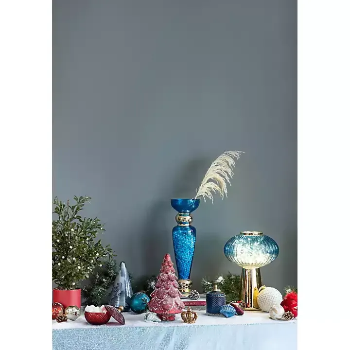 Blue Glass Cone Shaped Christmas Tree, 10 in.