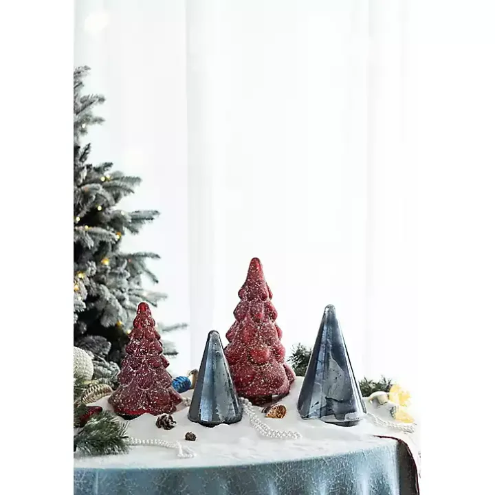 Blue Glass Cone Shaped Christmas Tree, 11.5 in.