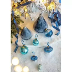 Blue Glass Cone Shaped Christmas Tree, 10 in.