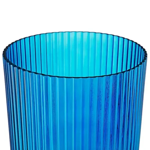Blue Glass Vase with Silver Pedestal Base, 20 in.