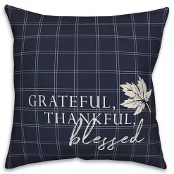 Blue Grateful Thankful Blessed Pillow