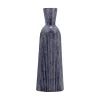 Blue Grooved Glass Vase, 16in