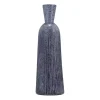 Blue Grooved Glass Vase, 20in