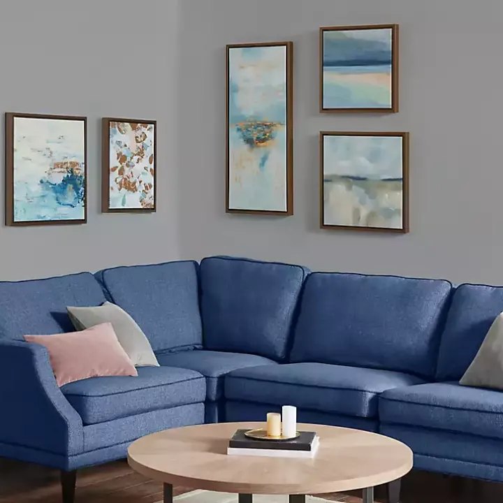 Blue Horizon Framed Canvas Art Prints, Set of 5