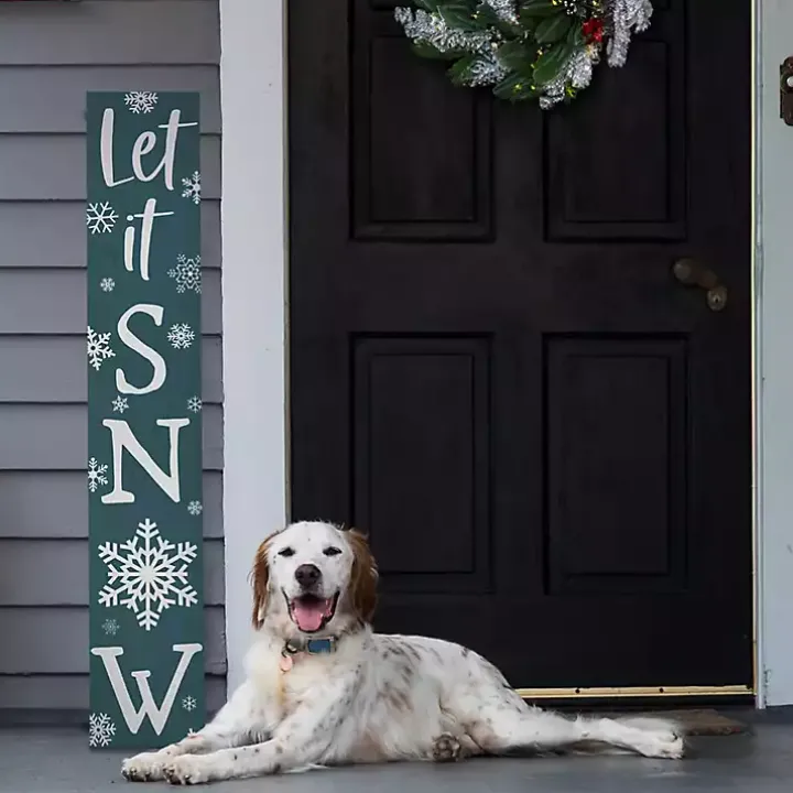 Blue Let It Snow Porch Board