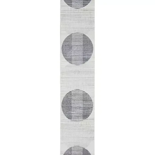 Blue Linear Geometric Washable Runner, 2x8