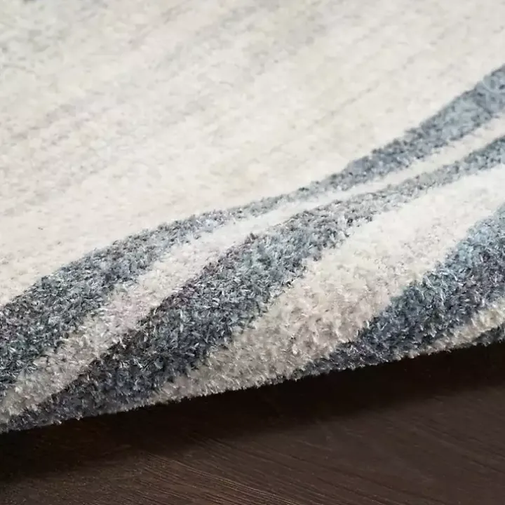 Blue Linear Sphere Washable Area Rug, 7x10