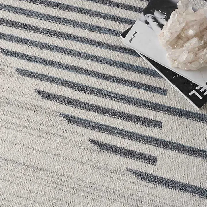 Blue Linear Sphere Washable Area Rug, 7x10