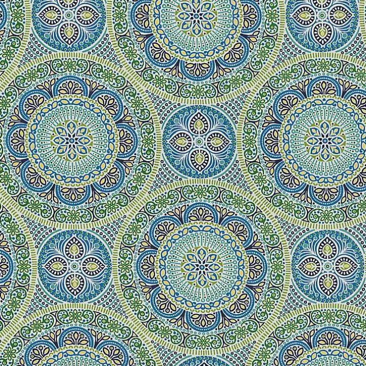 Blue Medallion Wicker Chair Cushions, Set of 2