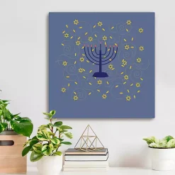 Blue Menorah Canvas Art Print