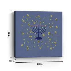 Blue Menorah Canvas Art Print
