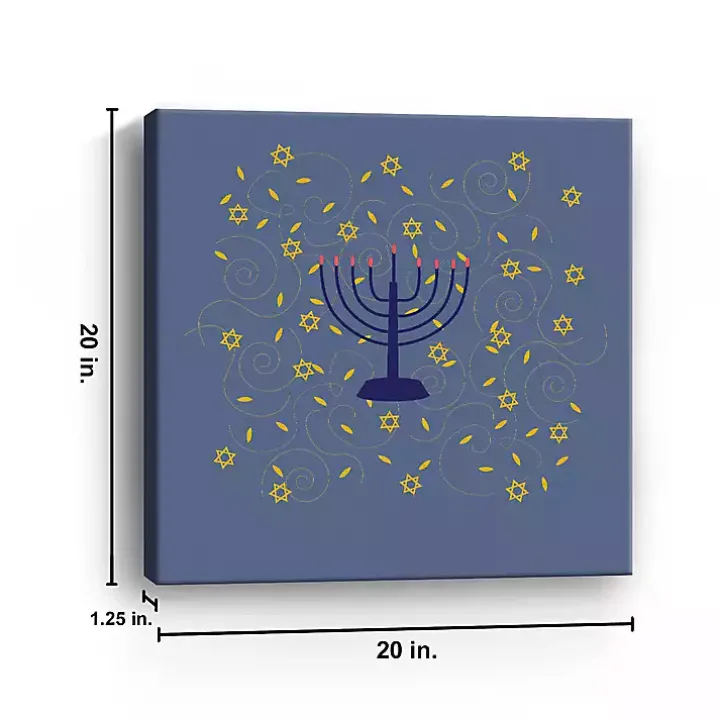 Blue Menorah Canvas Art Print