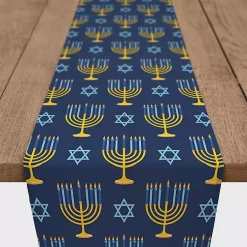 Blue Menorah Table Runner, 72 in.