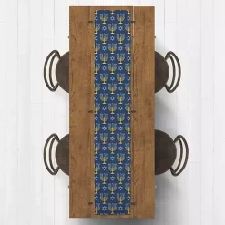 Blue Menorah Table Runner, 72 in.