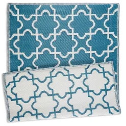 Blue Moroccan Trellis Outdoor Area Rug, 4x6