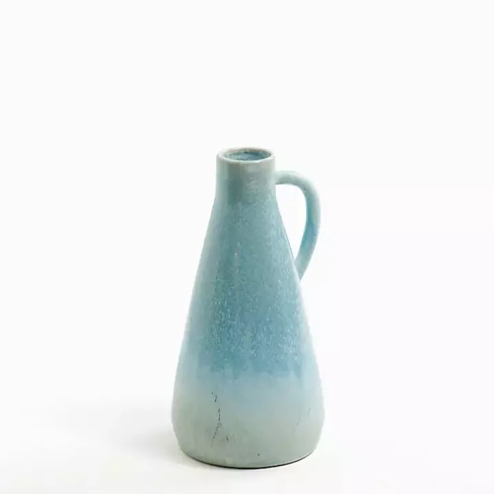 Blue Ombre Ceramic Jug Vase, 10 in.