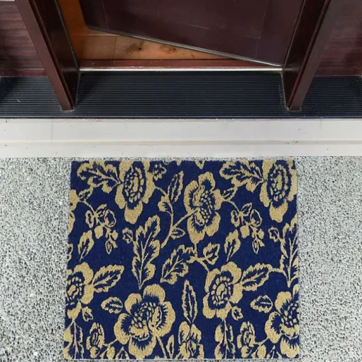 Blue Peonies Coir Doormat
